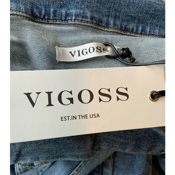 Vigoss Jean Jacket Womens Size Medium Long Sleeves Flap Pockets Denim NEW - Picture 12 of 12